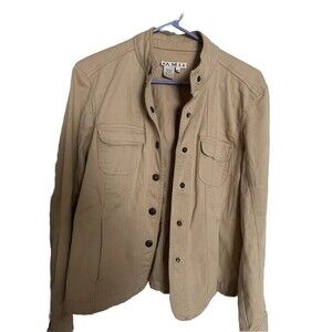 AMI Women's Khaki Jean Denim Jacket Snap Front Medium